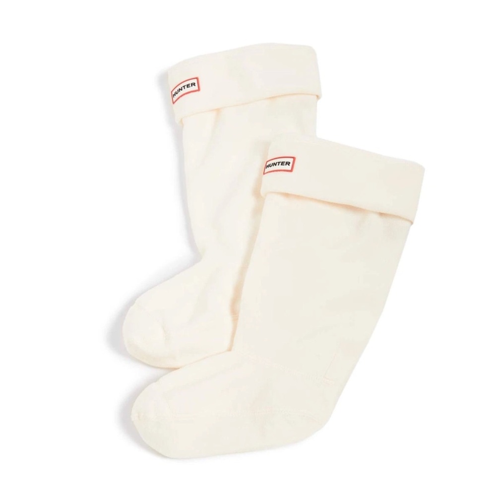 Hunter NEW Cream Fleece Medium Short Boot Socks With Folding Cuff PVC Logo